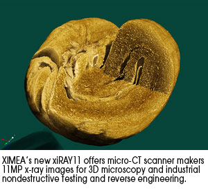 XIMEA&rsquo;s new xiRAY11 offers micro-CT scanner makers 11MP x-ray images for 3D microscopy and industrial nondestructive testing and reverse engineering.